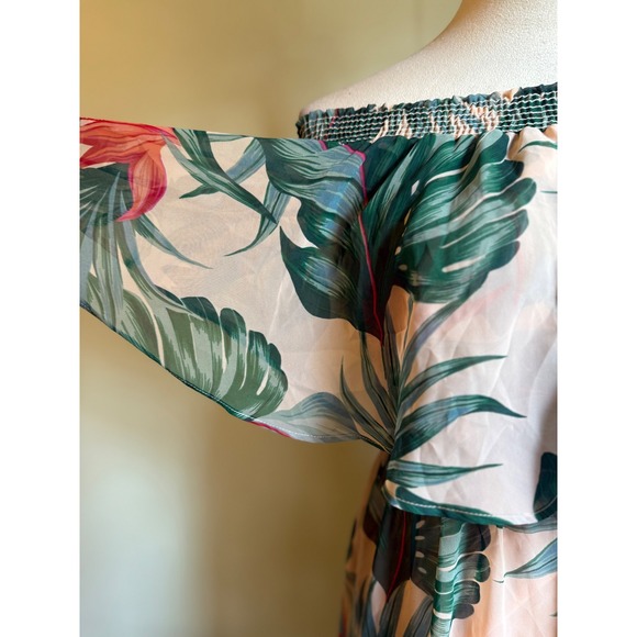 Show Me Your Mumu Hacienda Maxi Dress Off Shoulder Tropical Floral boho Large gr - Picture 8 of 8